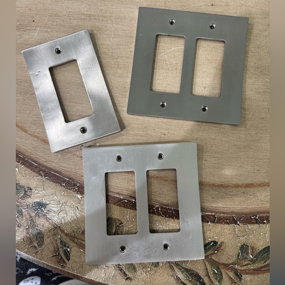 3 X Leviton Decora Stainless Steel switch plate cover set